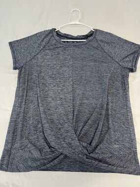 Jones New York ACTIVEWEAR Heathered Gray Twist-Front Short Sleeve Tee